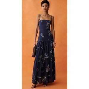 Few Moda Anaya Navy Blue Nautical Shell Print Maxi Dress  Size 4